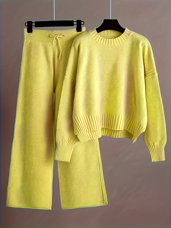 Elegant Seed Stitch Sweater Set - Drop Shoulder