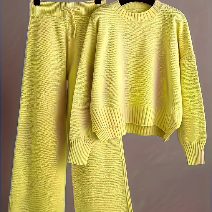 Elegant Seed Stitch Sweater Set - Drop Shoulder