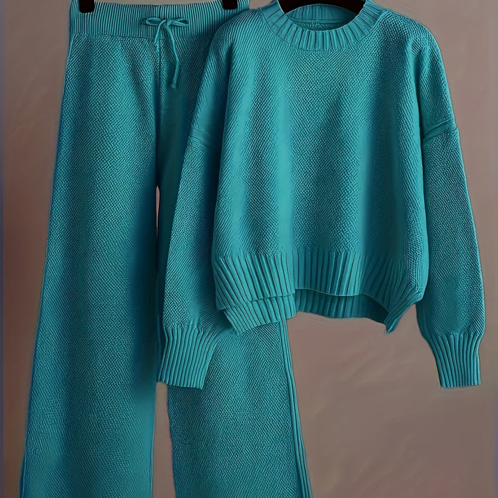 Elegant Seed Stitch Sweater Set - Drop Shoulder