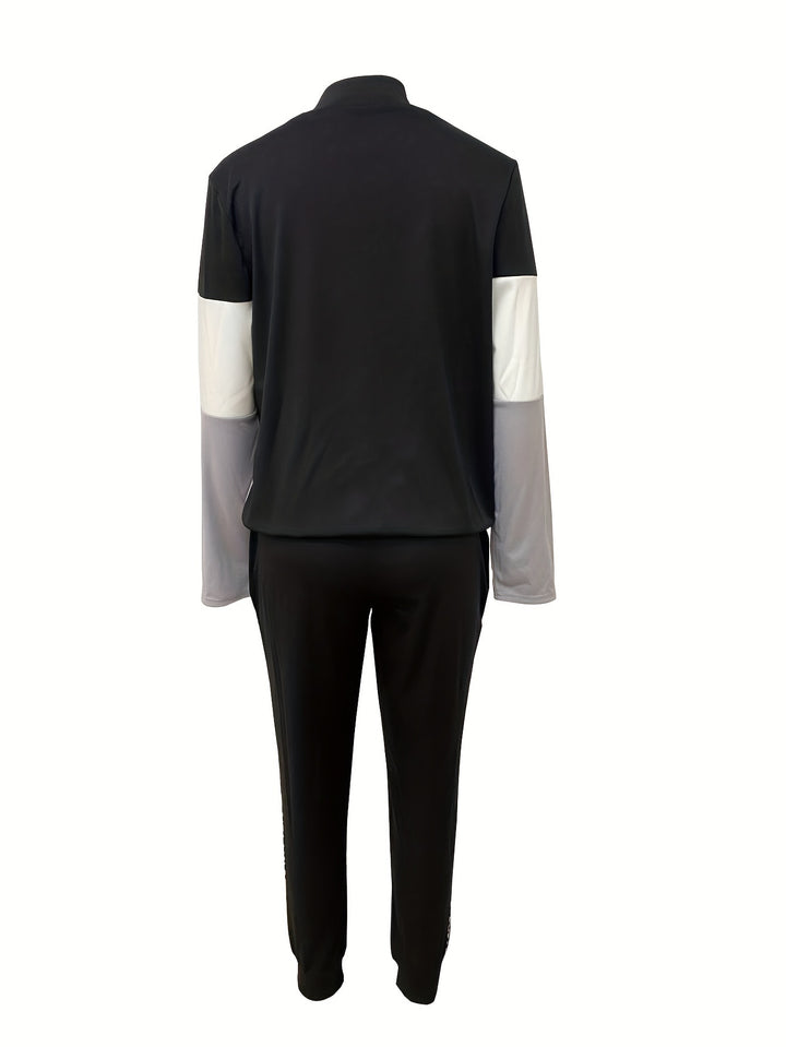 Luipaardprint Patchwork Tweedelige Set - Trendy Lange Mouwen Top & Broek