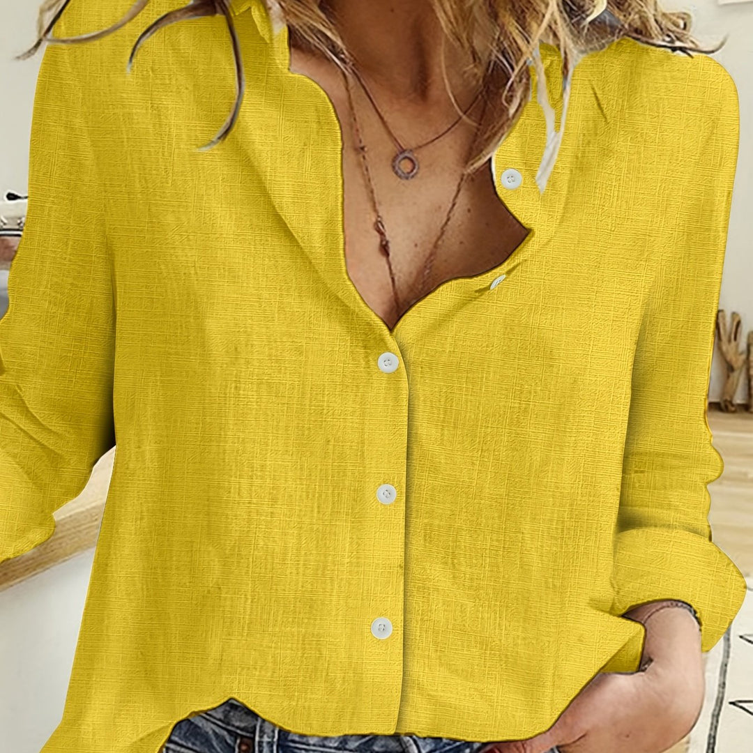 Losse Linnen Blouse met Lange Mouwen