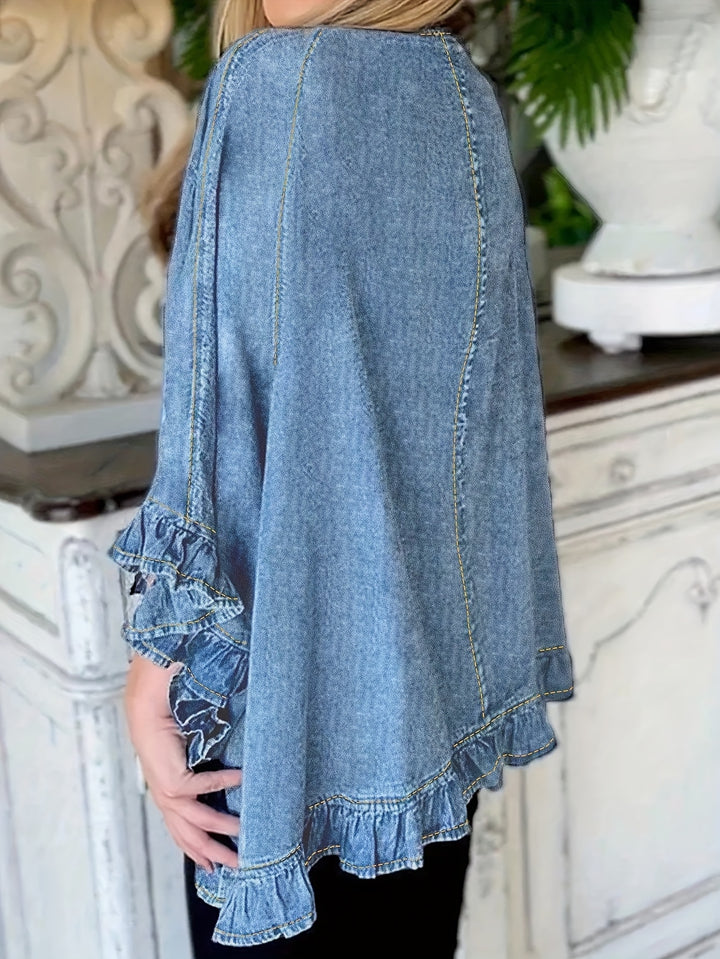 Stijlvol Losvallend Denim Shirtjack voor Dames