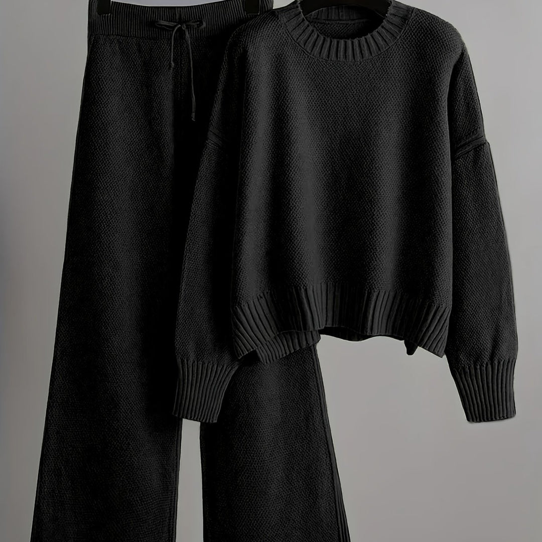 Elegant Seed Stitch Sweater Set - Drop Shoulder