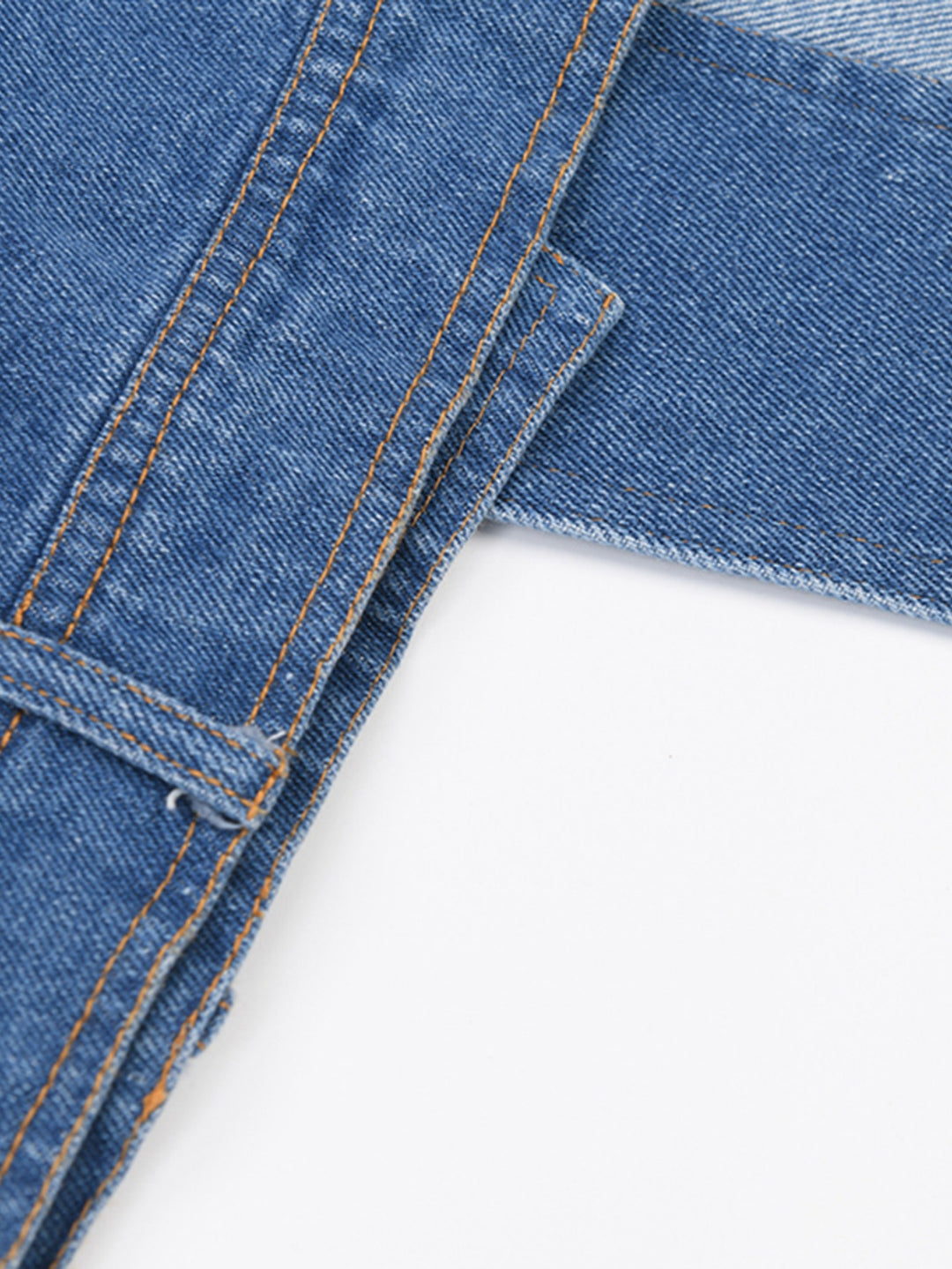 Dames Casual Denim Patchwork Lange Mouw Crew Neck Top