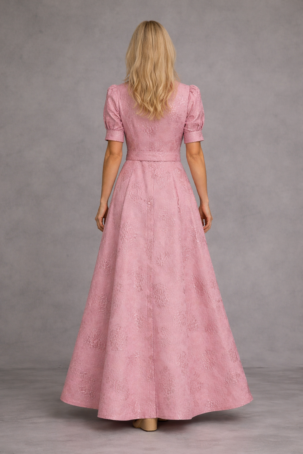 Roze | Geprinte Maxi Jurk met Ceintuur