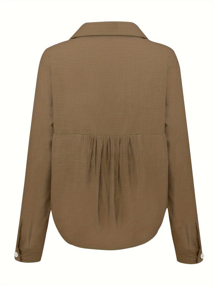 Losse Linnen Blouse met Lange Mouwen