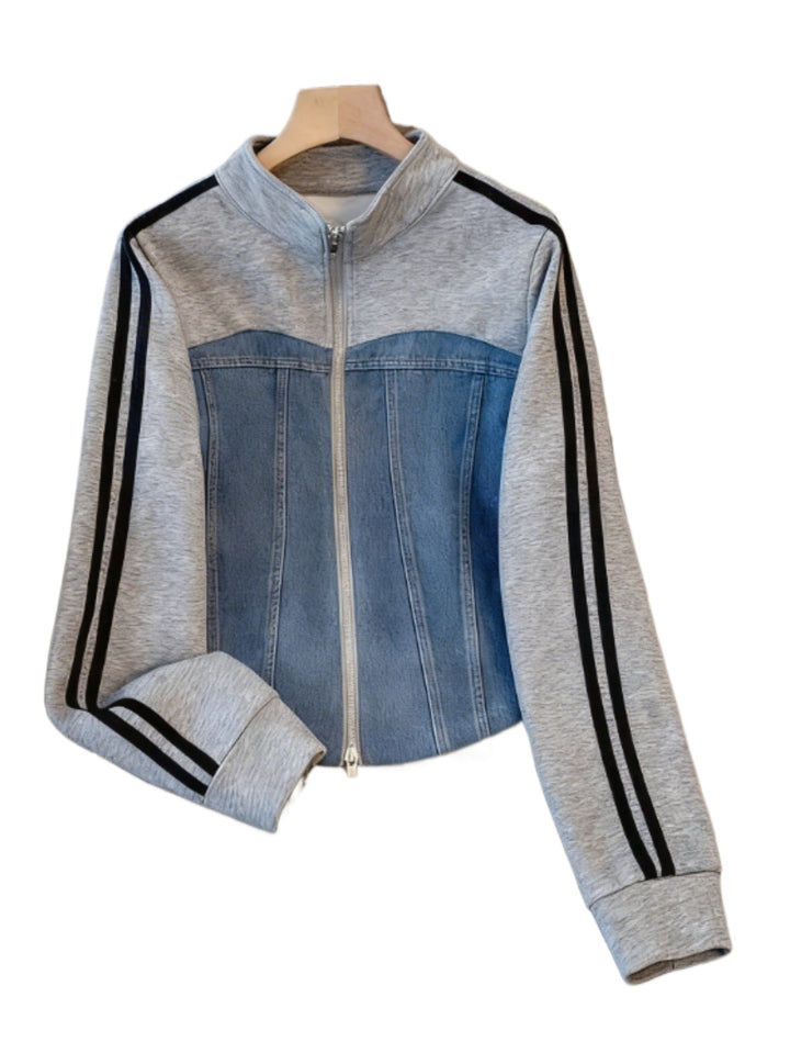 Tweedelige Denim Patchwork Set voor Herfst/Winter