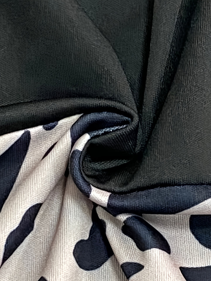 Luipaardprint Patchwork Tweedelige Set - Trendy Lange Mouwen Top & Broek