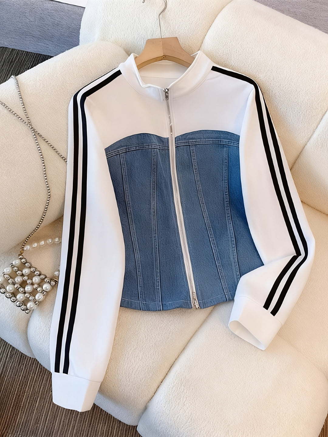 Tweedelige Denim Patchwork Set voor Herfst/Winter